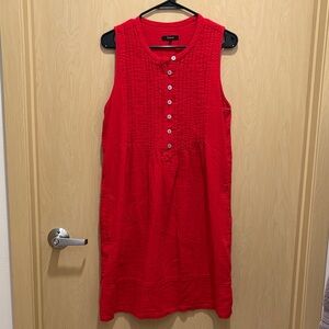Quince 100% Organic Cotton Gauze Sleeveless Swing Dress - M - Wild Cherry - EUC